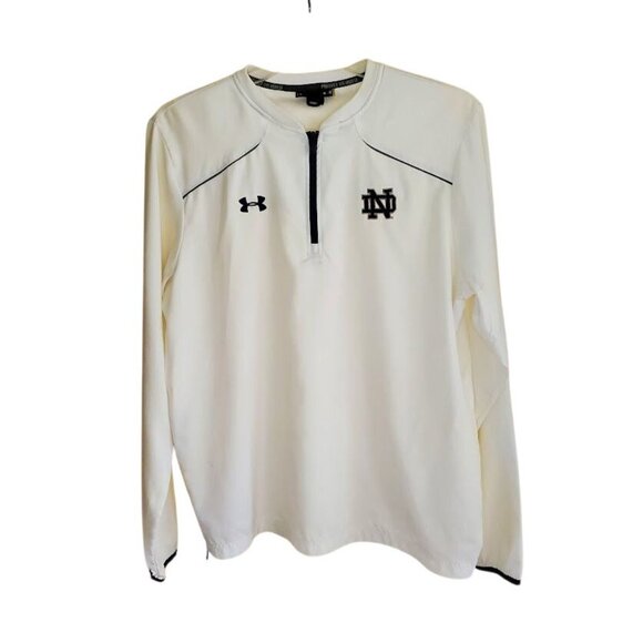 Under Armour Notre Dame White Quarter Zip Pullover LG Loose Fit - Picture 1 of 7